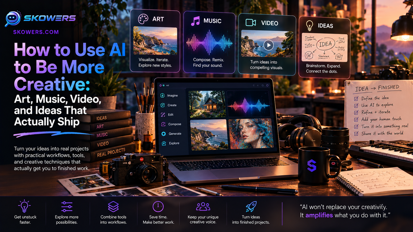 How to Use AI to Be More Creative: Art, Music, Video, and Ideas That Actually Ship. Alpha article cover image